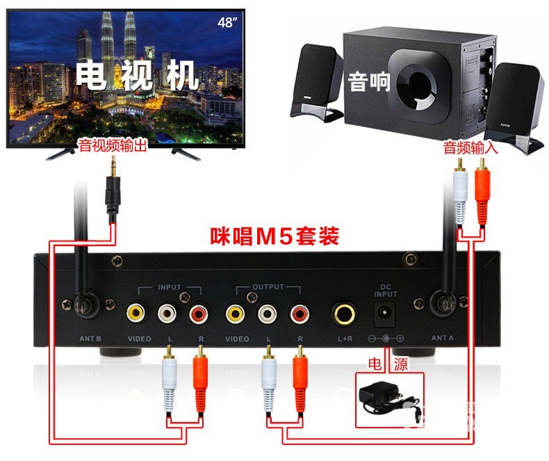 海尔LE48G520智能电视接麦克风k歌插咪唱无线话筒卡拉ok唱歌_海尔智能电视